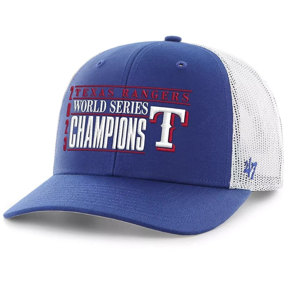 Texas Rangers 2023 World Series Champions 47 Brand Trucker Hat Blue Snapback NEW
